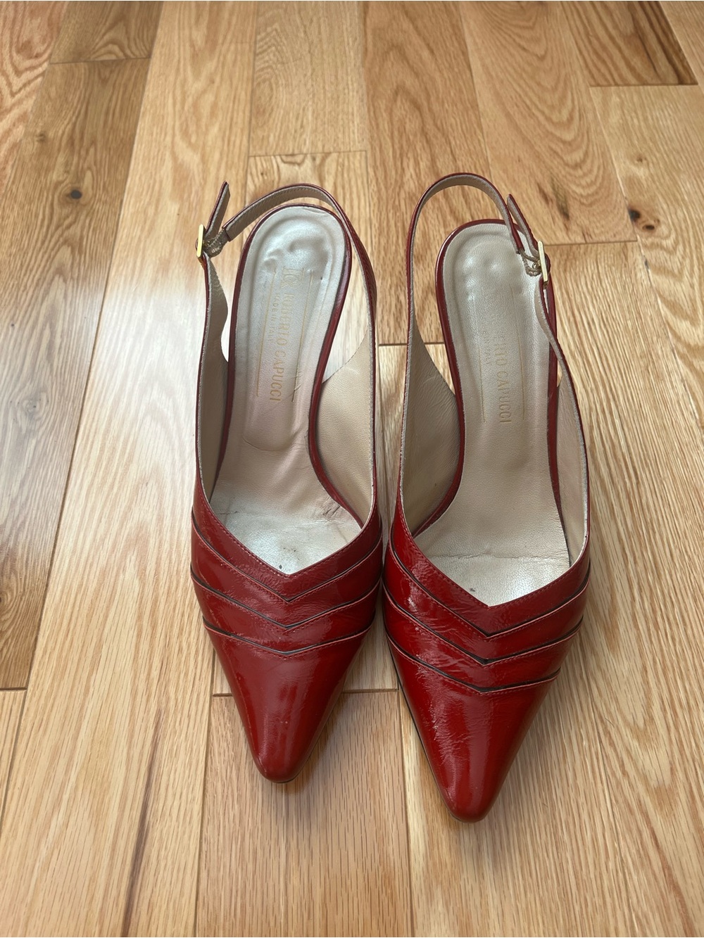 Red Women's Pointed Toe Slingback Heels